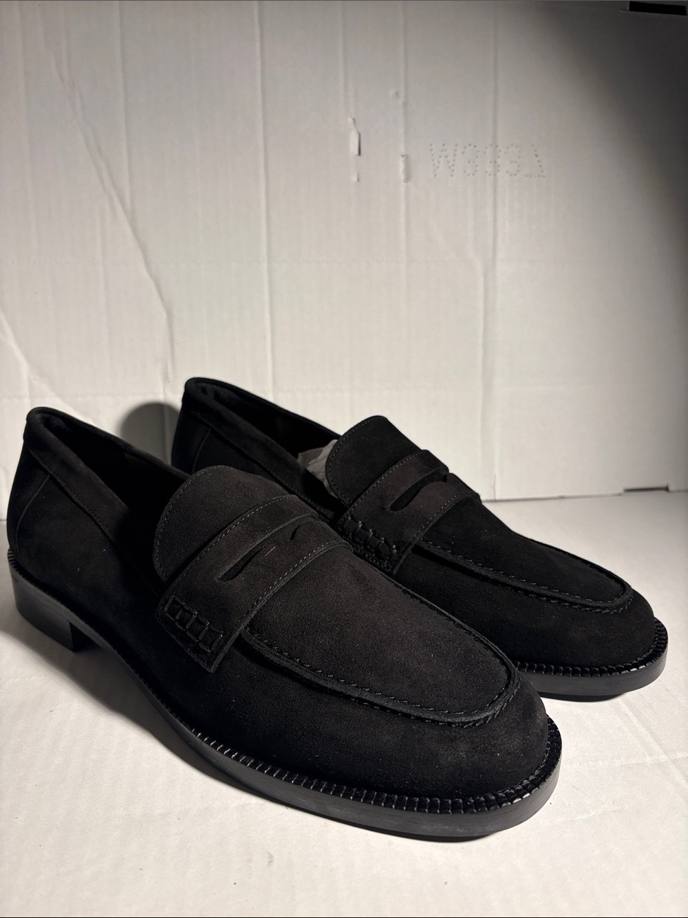 Longchamp Men's Black Suede Slip-On Penny Loafers Size 41.5